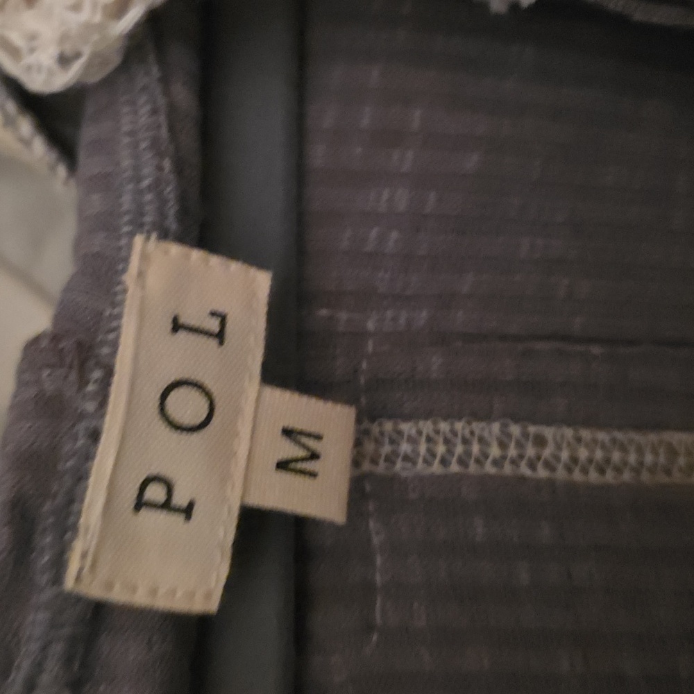 POL Charcoal and Cream Lace Hoodie. Distressed Sm.Discolored Area At Seam - Picture 2 of 5